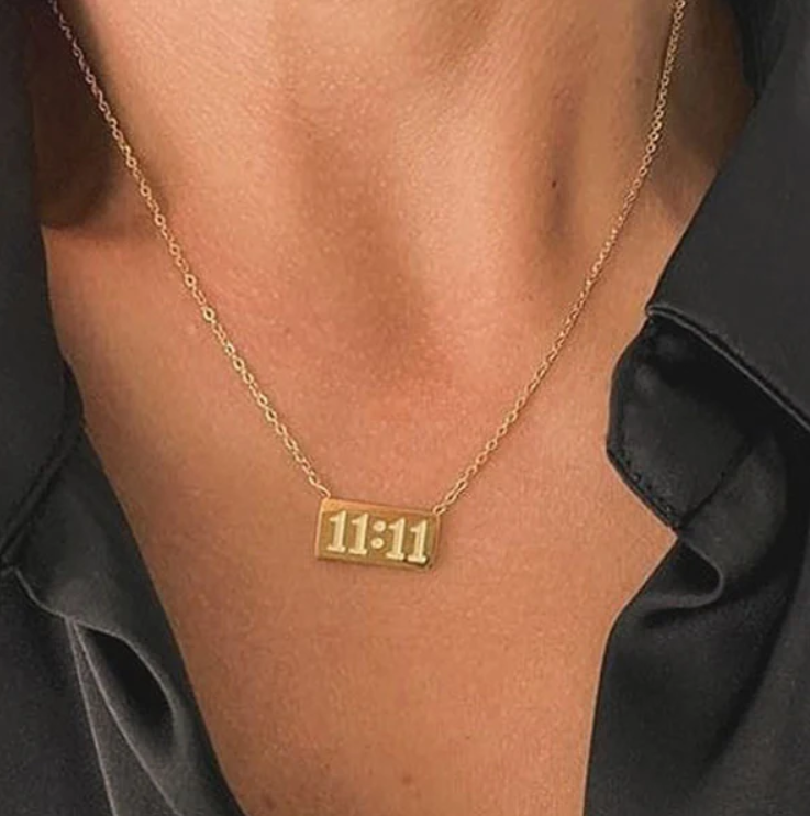 11:11 Gold Rectangle Pendant Necklace