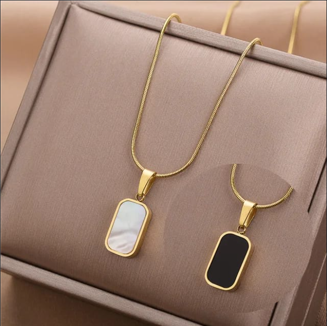 Eternal Dual Pendant Necklace (Black & White)