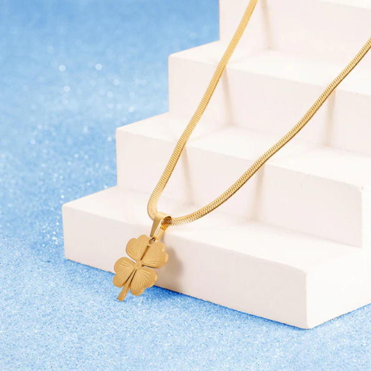 Gold-Plated Four-Leaf Clover Pendant