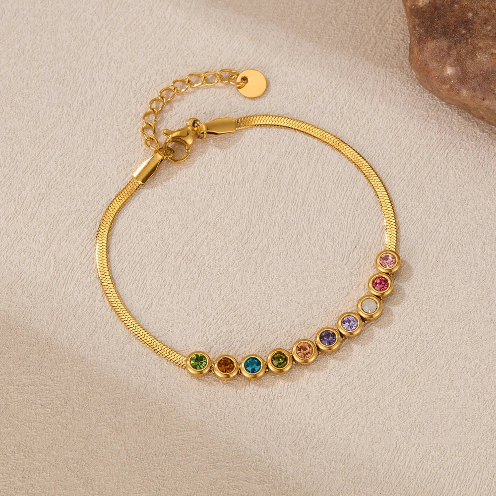 Golden Rainbow Stone Bracelet – Multicolor Elegance