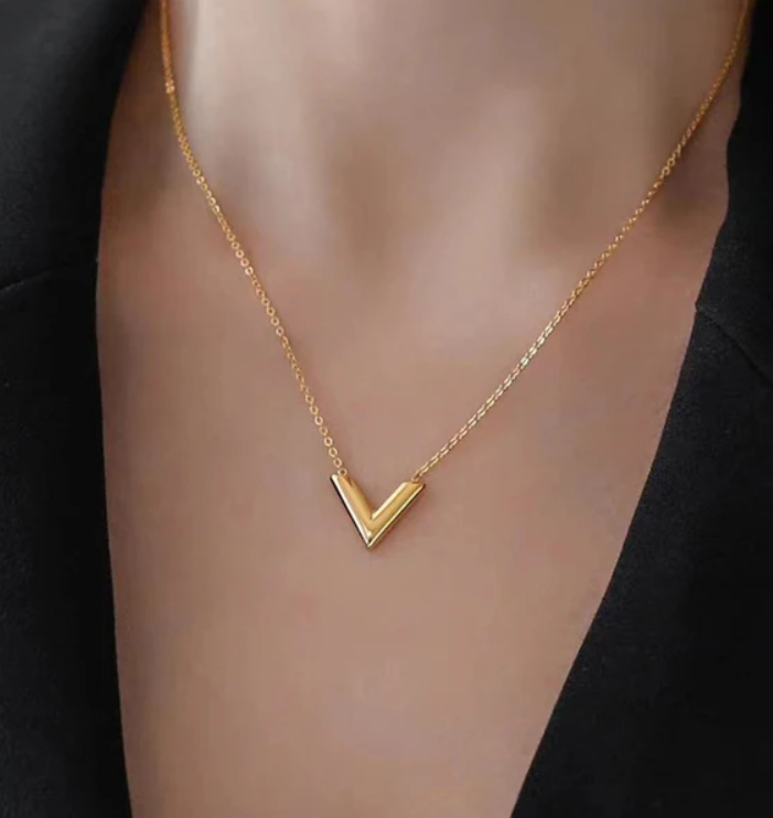 Elegant "V" Necklace & Bracelet Combo – Minimalist Gold Plated Jewelry Set