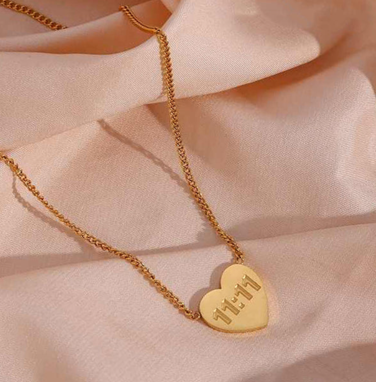 11:11 Heart Pendant Necklace