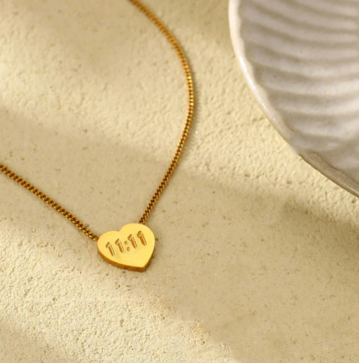 11:11 Heart Pendant Necklace