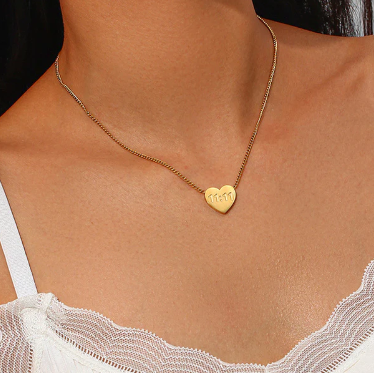 11:11 Heart Pendant Necklace