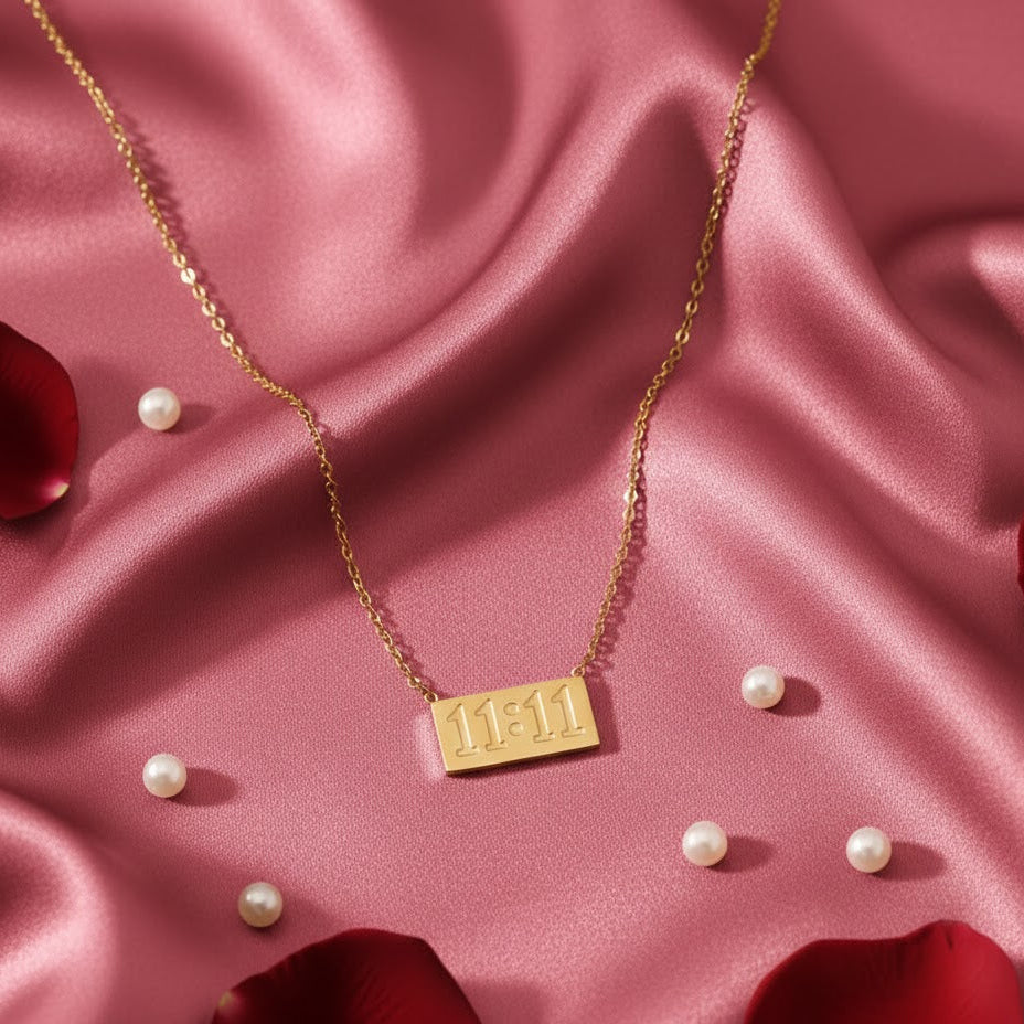 11:11 Gold Rectangle Pendant Necklace