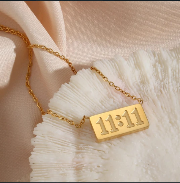 11:11 Gold Rectangle Pendant Necklace