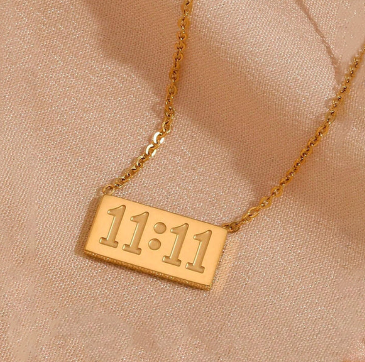11:11 Gold Rectangle Pendant Necklace