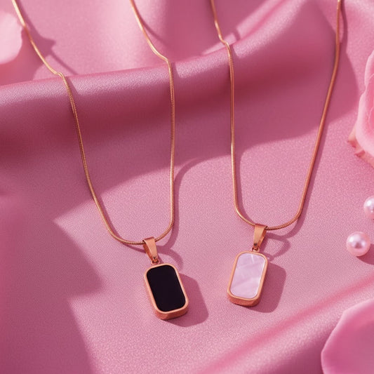 Eternal Dual Pendant Necklace (Black & White)