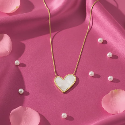 Mother of Pearl Heart Pendant Necklace