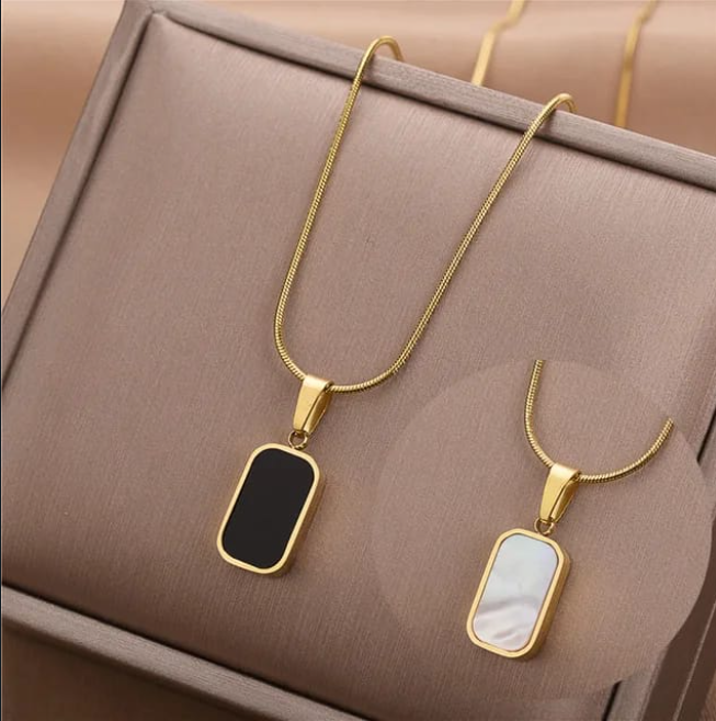 Eternal Dual Pendant Necklace (Black & White)