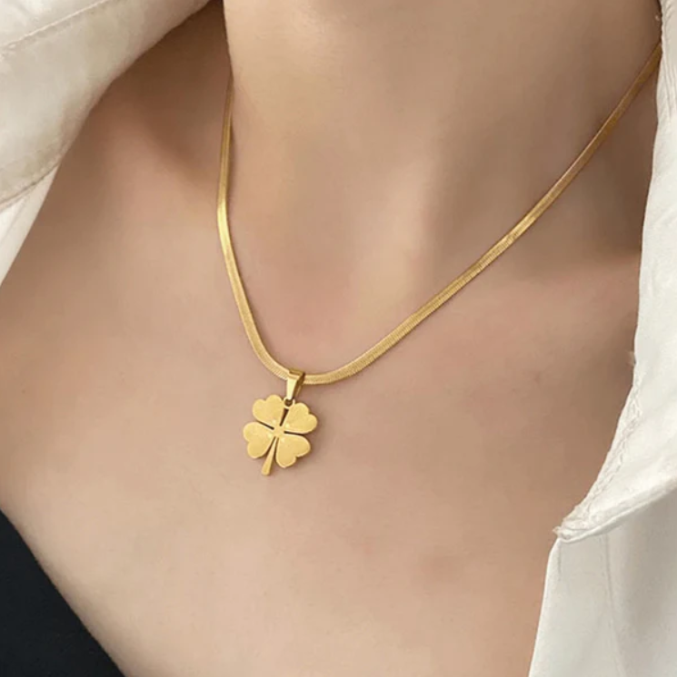 Gold-Plated Four-Leaf Clover Pendant