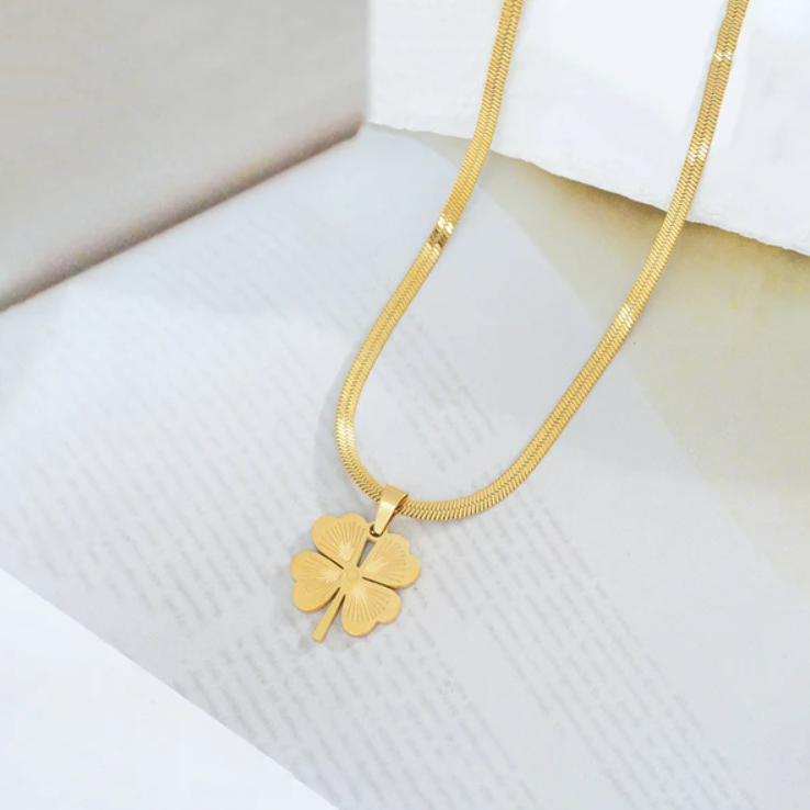Gold-Plated Four-Leaf Clover Pendant