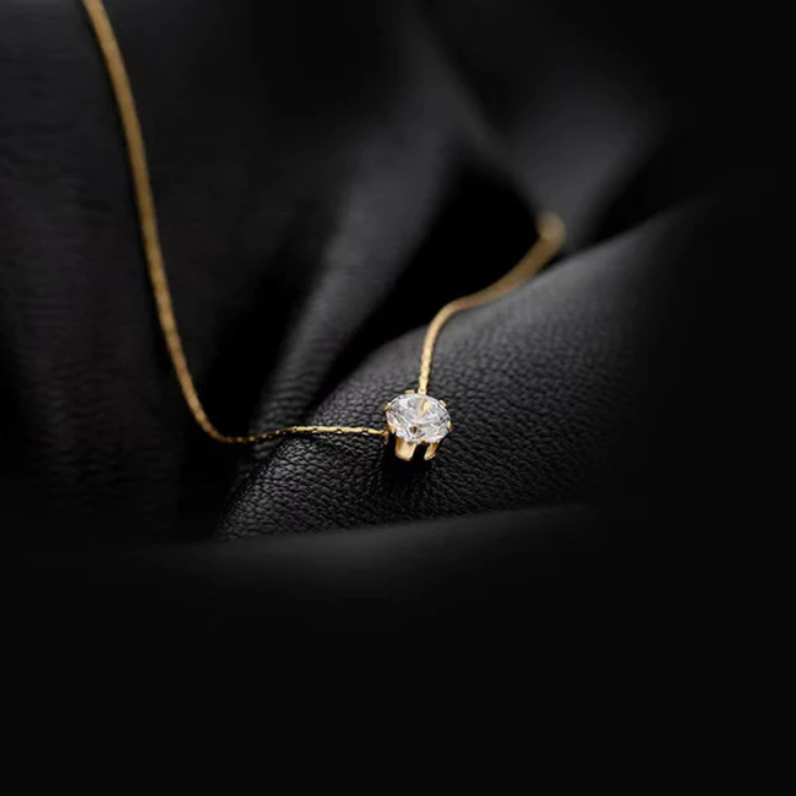 Minimalist Gold Solitaire Crystal Pendant Necklace