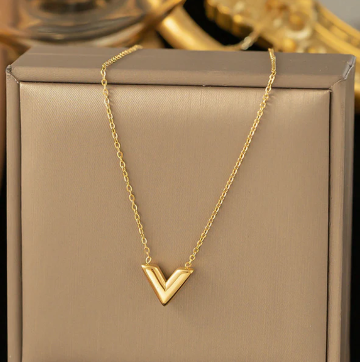 Elegant "V" Necklace & Bracelet Combo – Minimalist Gold Plated Jewelry Set
